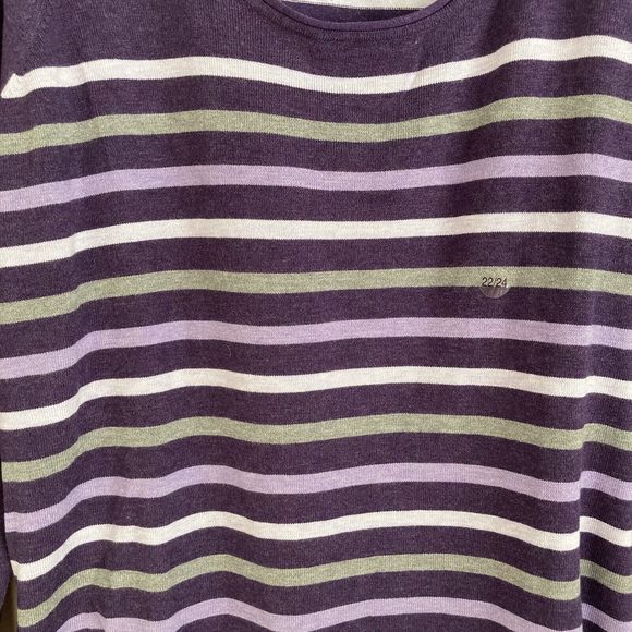 Lane Bryant Womens Plus Size 22/24 Purple Striped Sweater Tunic Scoop Neck - Picture 3 of 7